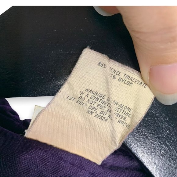 Vintage 80s Purple Satin Textured Velvet Long Robe Small - Picture 3 of 12